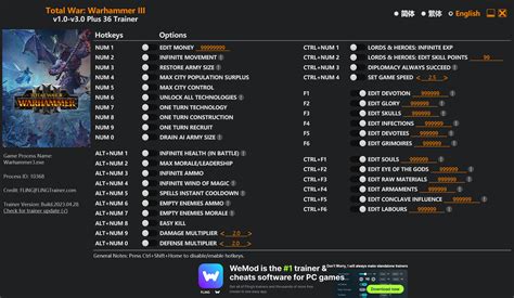 Total War: Warhammer III Cheats & Trainers for PC .